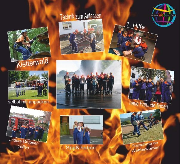 Bildcollage aus dem Dienst der Jugendfeuerwehr Cölbe